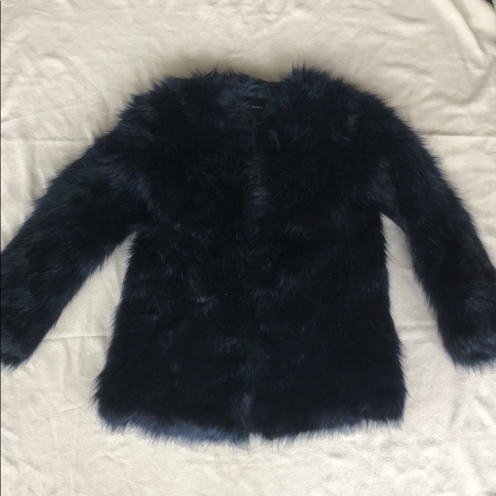Faux Fur Navy Blue Coat